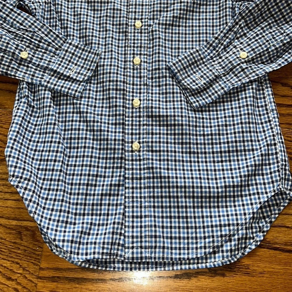 Ralph Lauren boys long sleeved Navy/sky blue & white button down shirt size 8